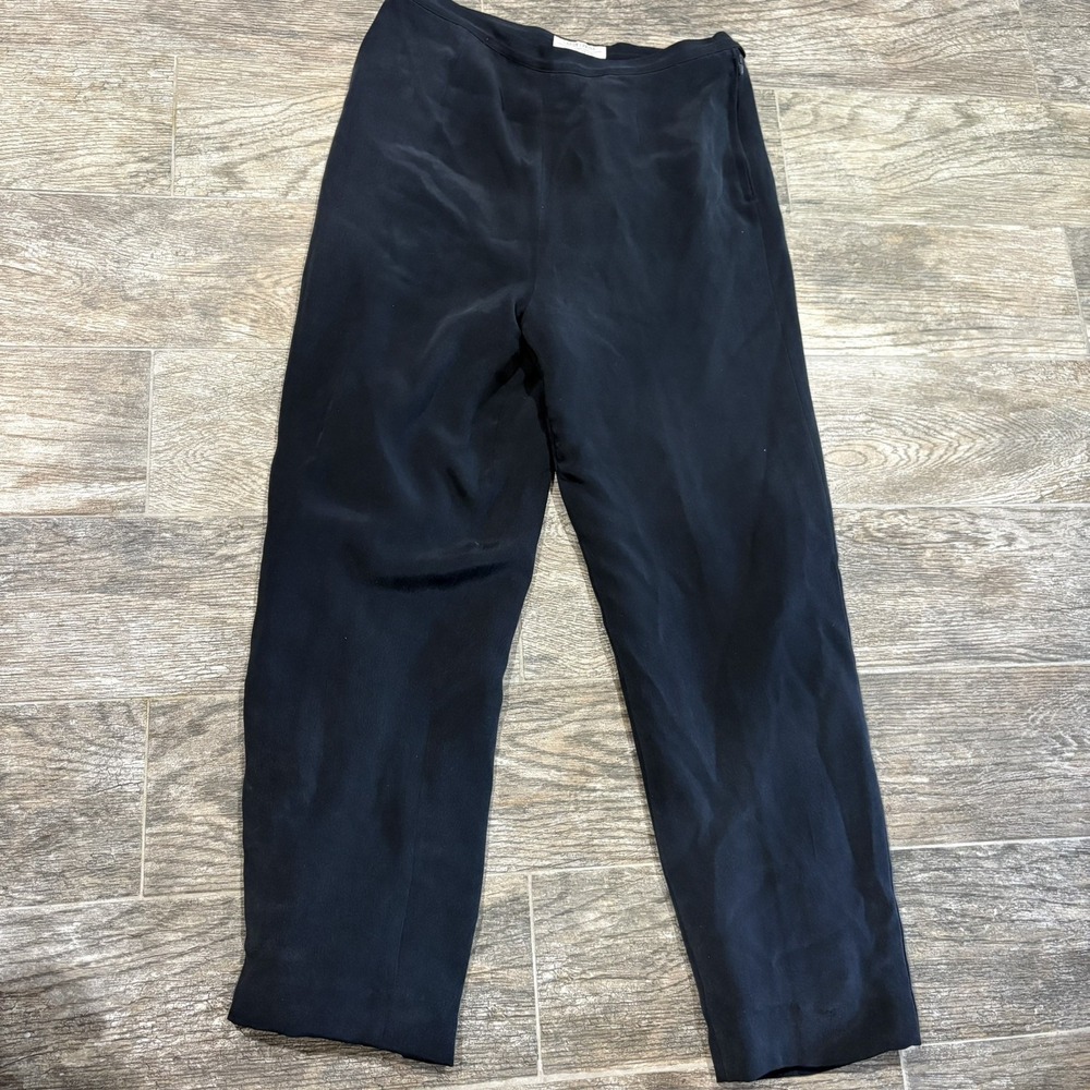 Larry Levine Women's 100% Silk Black Dress Pants Straight Leg sz 12P Career
